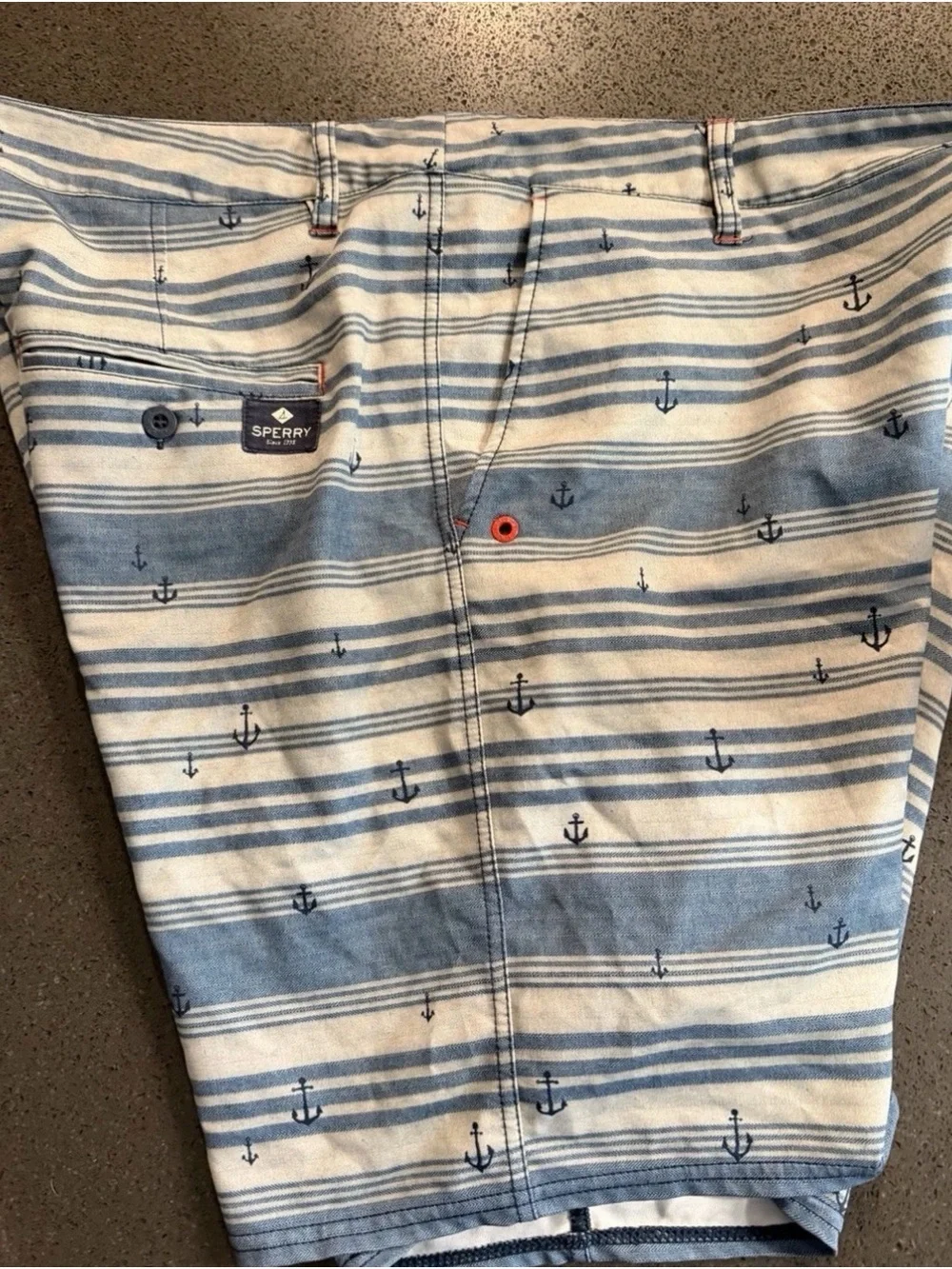Sperry Top-Sider blue Anchor Stripe hybrid board swim Shorts 38 XL